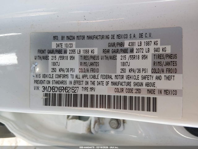 44404479 :رقم المزاد ، 3MVDMBCM8RM621527 vin ، 2024 Mazda Cx-30 2.5 S Preferred Package مزاد بيع