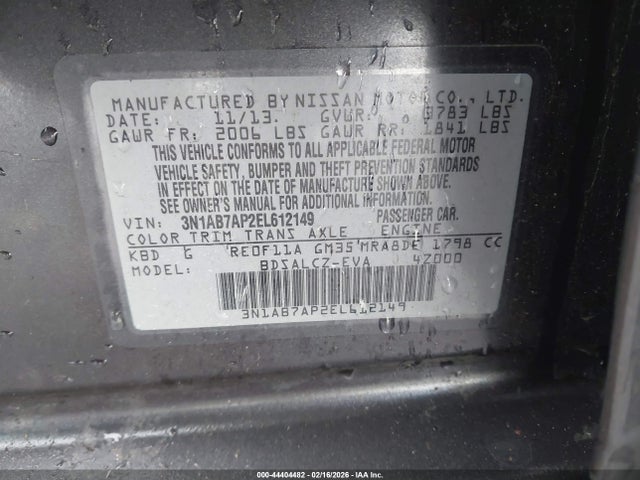 Продаж на аукціоні авто 2014 Nissan Sentra S, vin: 3N1AB7AP2EL612149, номер лоту: 44404482