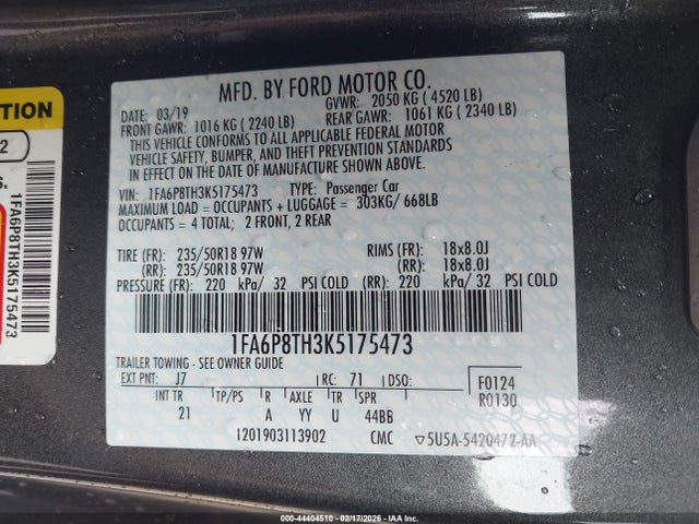 1FA6P8TH3K5175473 Ford Mustang Ecoboost