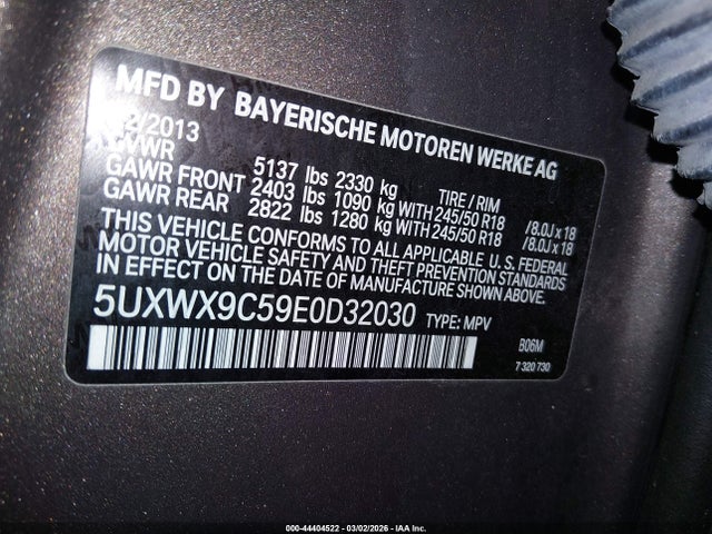 Продажа на аукционе авто 2014 Bmw X3 Xdrive28i, vin: 5UXWX9C59E0D32030, номер лота: 44404522