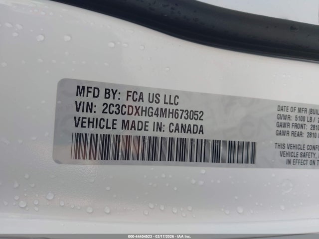 2C3CDXHG4MH673052 Dodge Charger Gt Rwd