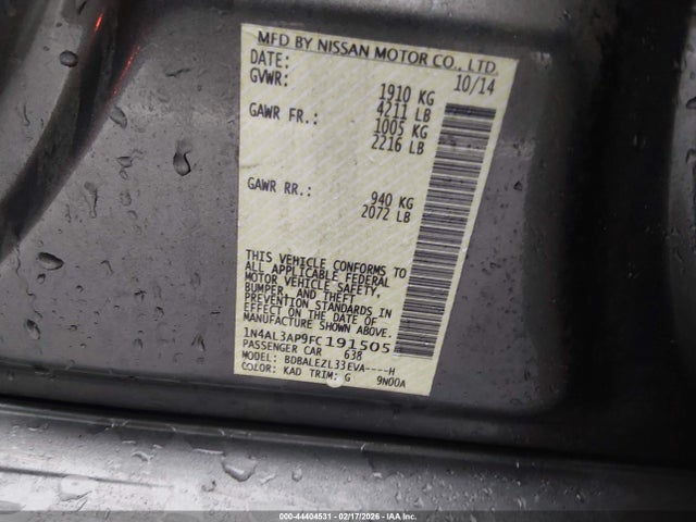 Nissan Altima 2.5 S 2015 1N4AL3AP9FC191505 Image 9