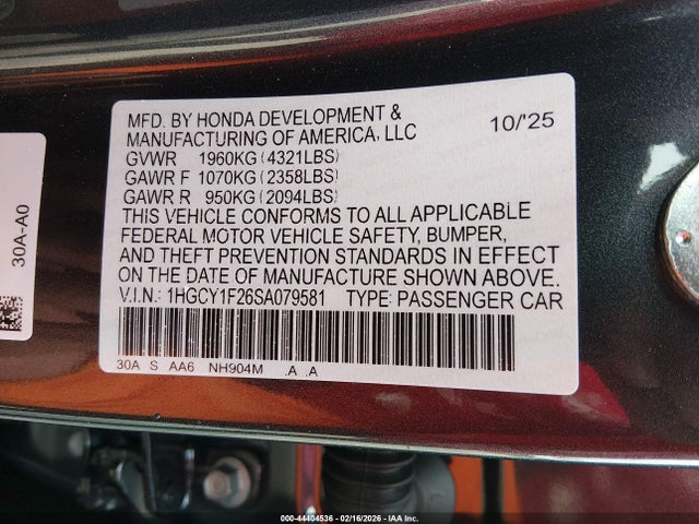 1HGCY1F26SA079581 Honda ACCORD LX