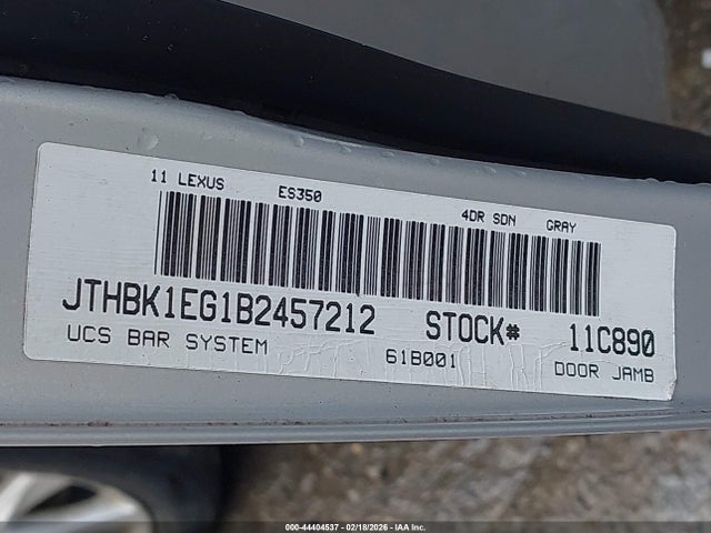 Aukcja sprzedaży 2011 Lexus Es 350, vin: JTHBK1EG1B2457212, numer aukcji: 44404537