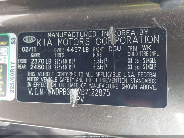 2011 KIA SPORTAGE KNDPB3A27B7122875 Photo 8