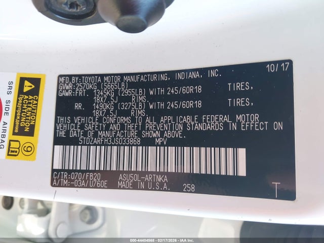 Toyota Highlander Le 2018 5TDZARFH3JS033868 Image 9