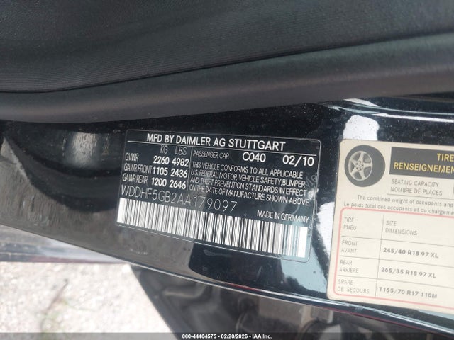 44404575 :رقم المزاد ، WDDHF5GB2AA179097 vin ، 2010 Mercedes-benz E 350 مزاد بيع