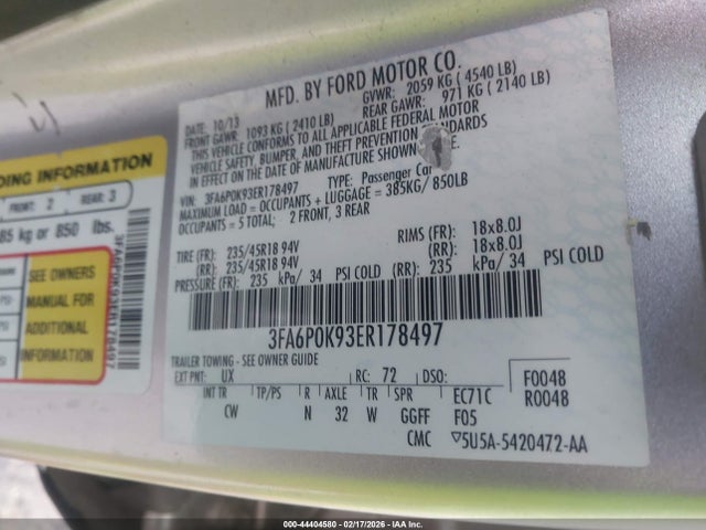 Ford Fusion Titanium 2014 3FA6P0K93ER178497 Image 9