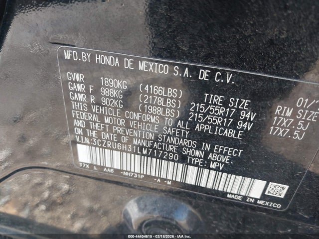 2020 HONDA HR-V 3CZRU6H31LM717290 Photo 8