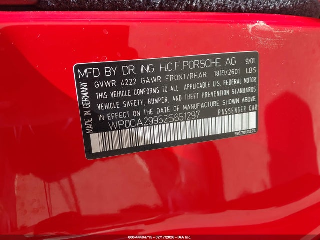 2002 PORSCHE 911 WP0CA29952S651297 Photo 8