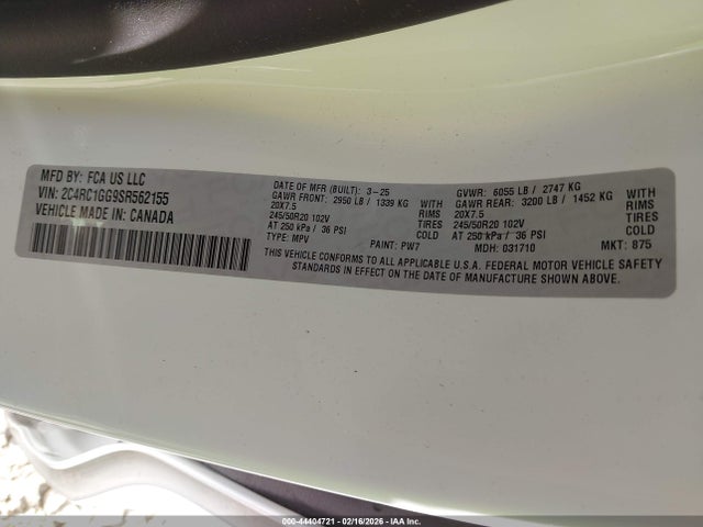 2025 CHRYSLER PACIFICA 2C4RC1GG9SR562155 Photo 8