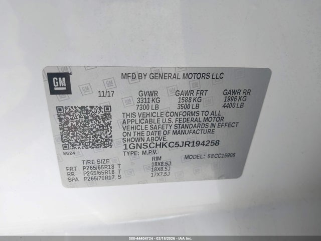 Chevrolet Suburban Lt 2018 1GNSCHKC5JR194258 Image 9