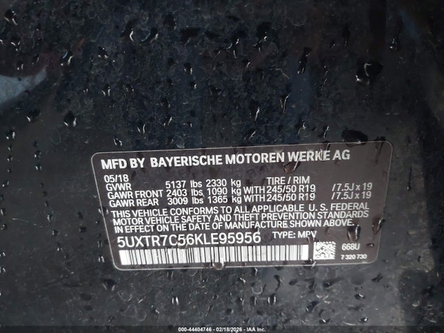 BMW X3 Sdrive30i 2019 5UXTR7C56KLE95956 Image 9