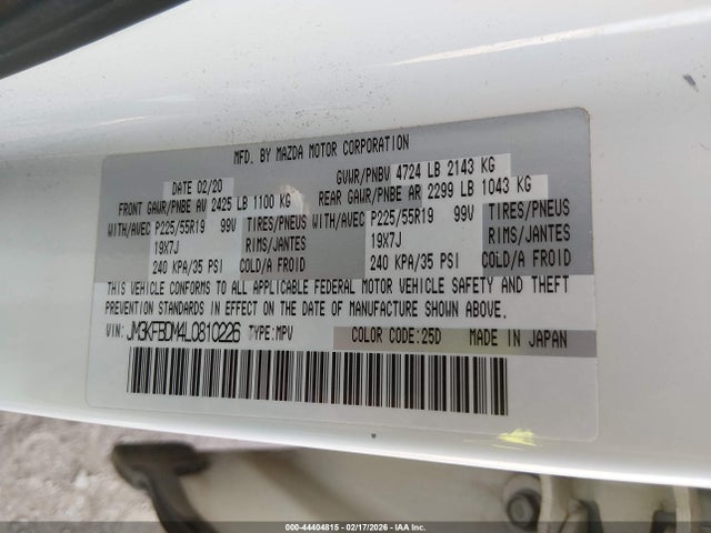 Продажа на аукционе авто 2020 Mazda Cx-5 Grand Touring, vin: JM3KFBDM4L0810226, номер лота: 44404815