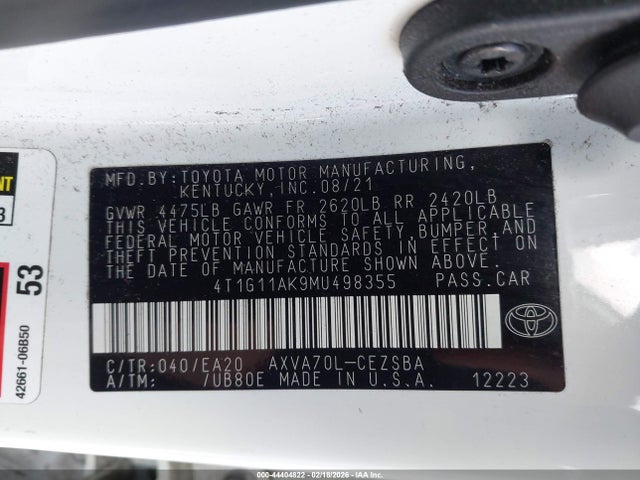 4T1G11AK9MU498355 Toyota CAMRY SE