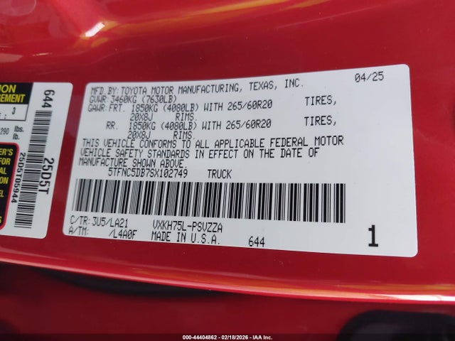 5TFNC5DB7SX102749 Toyota Tundra Hybrid Platinum Hybrid Crewmax 5.5&#039; Bed