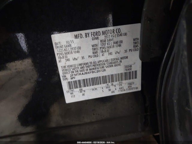 Ford EDGE SEL 2015 2FMTK4J9XFBC20728 Image 9