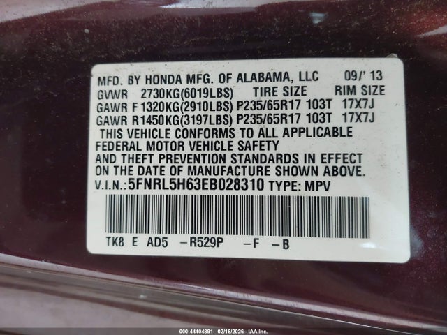 Honda Odyssey Ex-l 2014 5FNRL5H63EB028310 Image 9