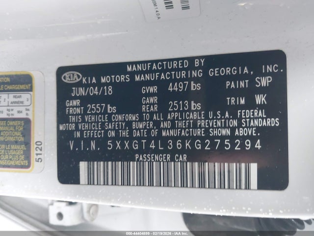 5XXGT4L36KG275294 KIA Optima Lx