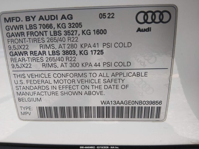 2022 AUDI E-TRON SPORTBACK WA13AAGE0NB039856 Photo 8