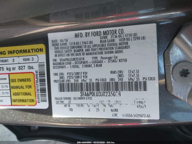 Ford Fusion Hybrid Se 2018 3FA6P0LU3JR235018 Image 9