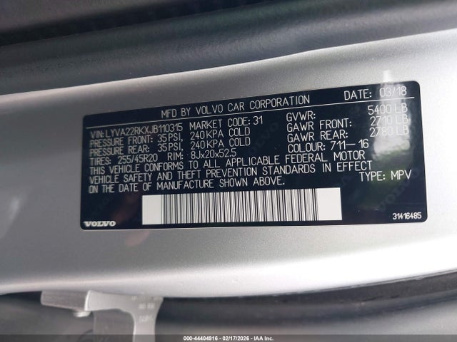 2018 VOLVO XC60 LYVA22RKXJB110315 Photo 8