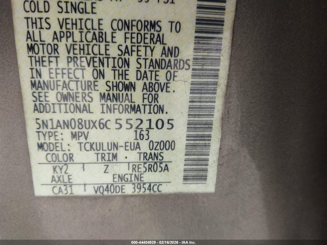 2006 NISSAN XTERRA 5N1AN08UX6C552105 Photo 8