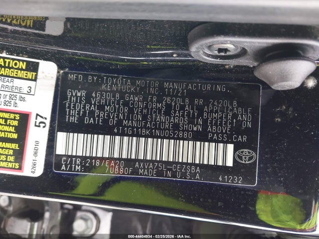 4T1G11BK1NU052880 Toyota Camry Se Awd