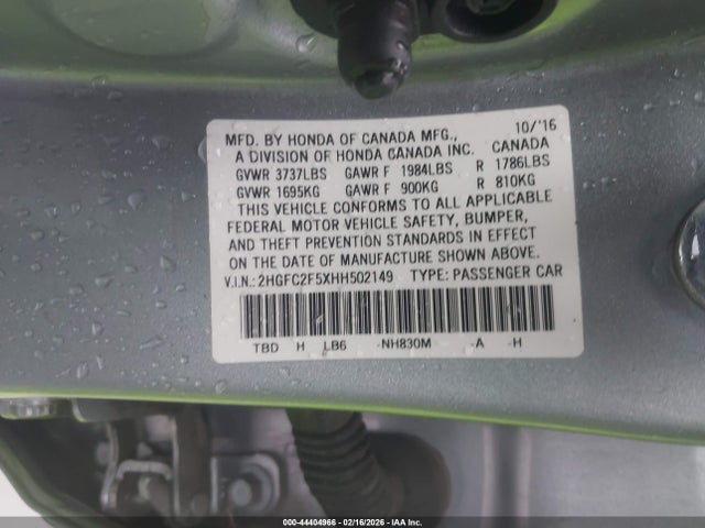 Honda Civic 2017 2HGFC2F5XHH502149 Image 22