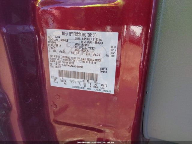 2005 FORD F-150 1FTRF14WX5NA54068 Photo 8