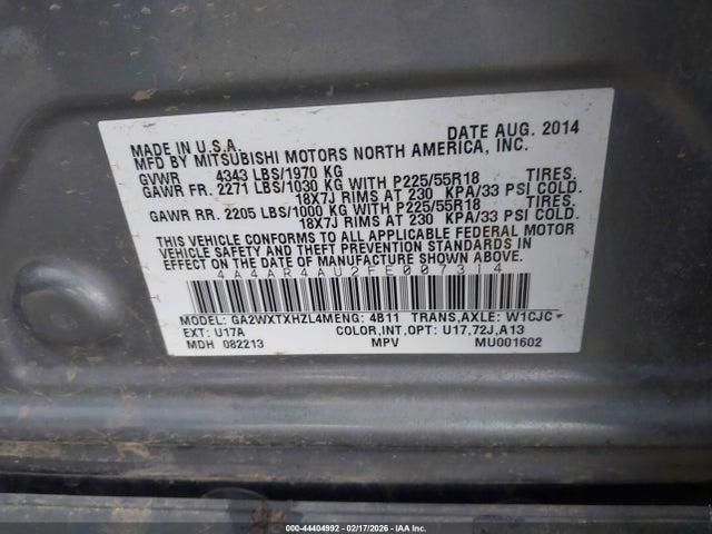 Продаж на аукціоні авто 2015 Mitsubishi Outlander Sport Se, vin: 4A4AR4AU2FE007314, номер лоту: 44404992