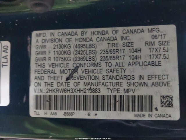 2HKRW6H3XHH213883 Honda CR-V LX