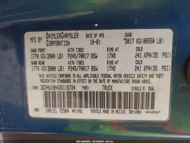 2002 DODGE RAM 1500 3D7HU18N42G116724 Photo 8