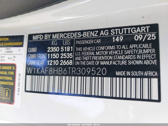 W1KAF8HB6TR309520 Mercedes-Benz Amg C 43 4matic