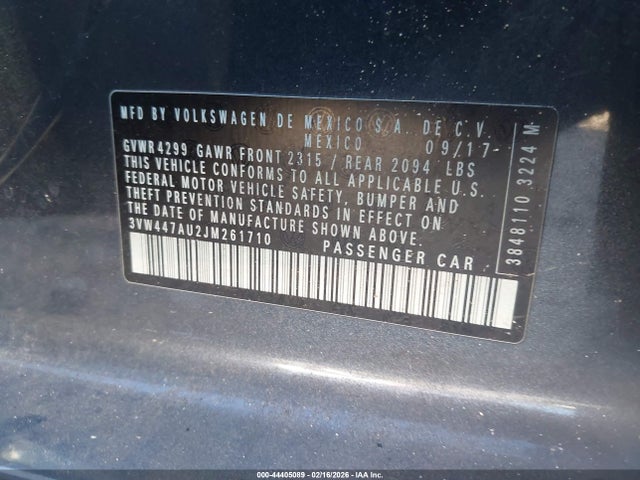 3VW447AU2JM261710 Volkswagen Golf Gti 2.0t Autobahn/2.0t S/2.0t Se