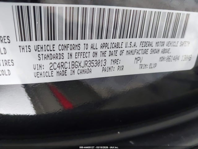 Aukcja sprzedaży 2018 Chrysler Pacifica Touring L, vin: 2C4RC1BGXJR353013, numer aukcji: 44405127