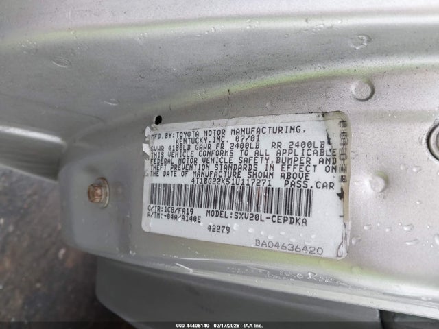 2001 TOYOTA CAMRY 4T1BG22K51U117271 Photo 8