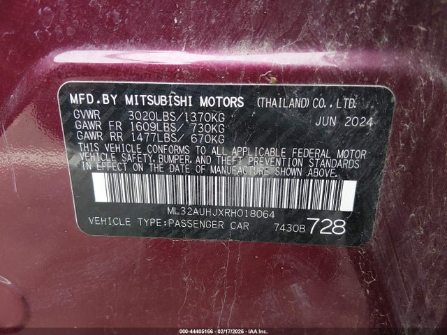 2024 MITSUBISHI MIRAGE ML32AUHJXRH018064 Photo 8