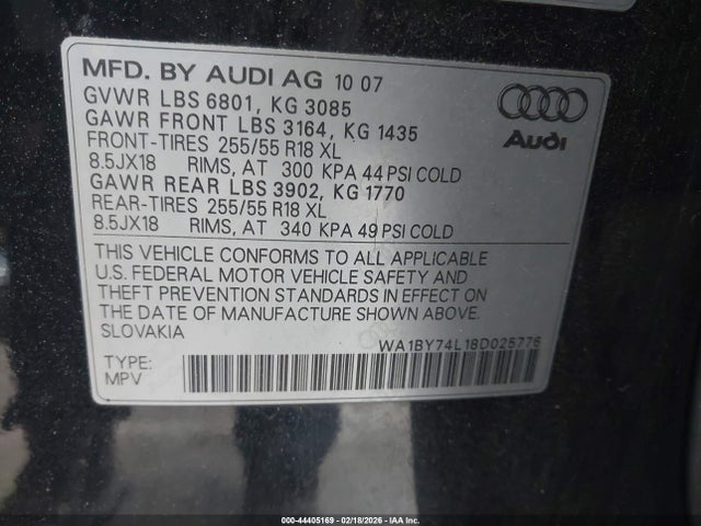Aukcja sprzedaży 2008 Audi Q7 3.6 Premium, vin: WA1BY74L18D025776, numer aukcji: 44405169