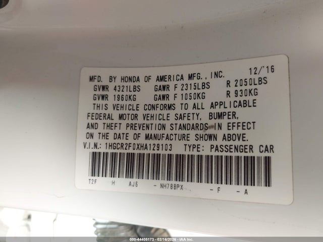 1HGCR2F0XHA129103 Honda ACCORD EX