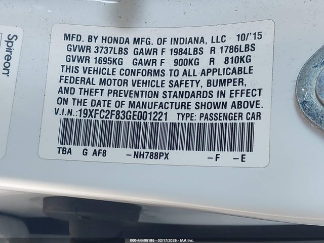 Honda CIVIC EX 2016 19XFC2F83GE001221 Image 9