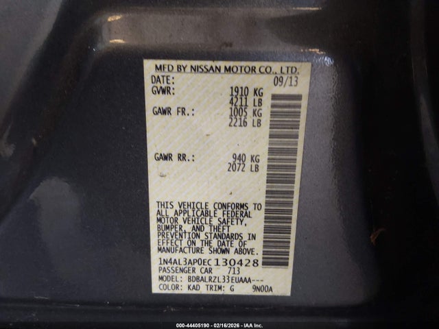 1N4AL3AP0EC130428 Nissan Altima 2.5 S