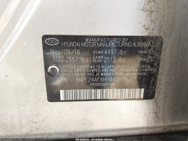 5NPE24AFXHH440879 Hyundai Sonata