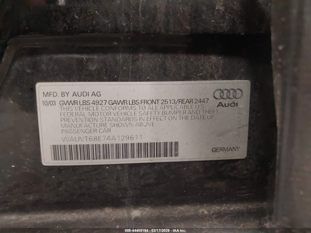 2004 AUDI A4 WAUVT68E74A129611 Photo 8