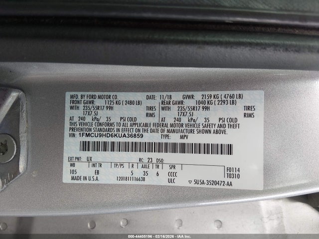 2019 FORD ESCAPE 1FMCU9HD6KUA36859 Photo 8