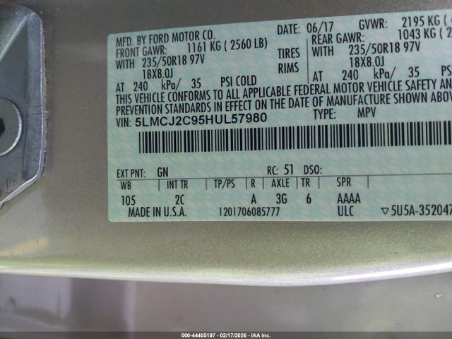 5LMCJ2C95HUL57980 Lincoln MKC SELECT