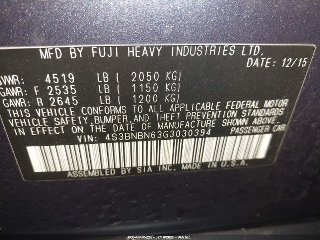 4S3BNBN63G3030394 Subaru Legacy 2.5i Limited