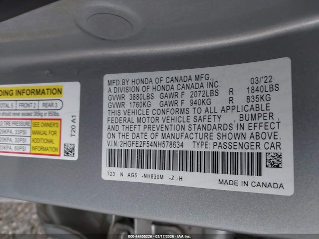 Honda Civic Sport 2022 2HGFE2F54NH578634 Image 9