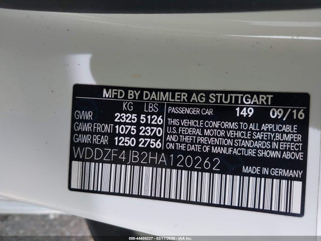 44405227 :رقم المزاد ، WDDZF4JB2HA120262 vin ، 2017 Mercedes-benz E 300 مزاد بيع