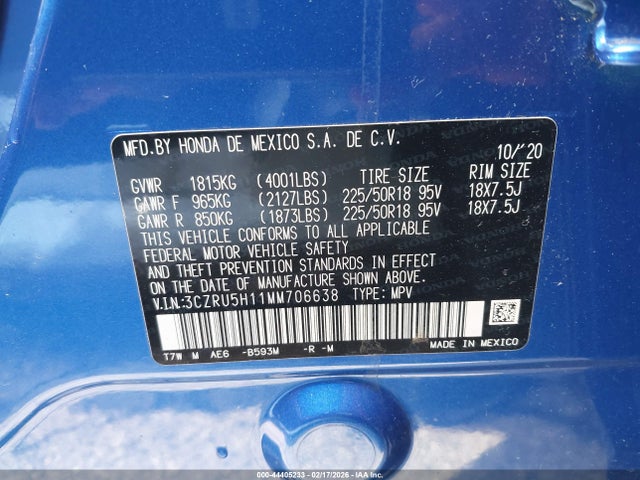 2021 HONDA HR-V 3CZRU5H11MM706638 Photo 8